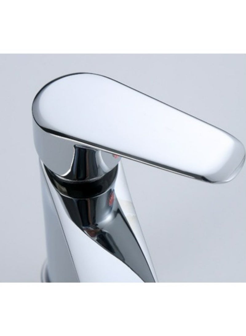 Hot and cold bathroom sink mixer made of zinc alloy anti rust chrome color with 60 cm water hoses - Image 3